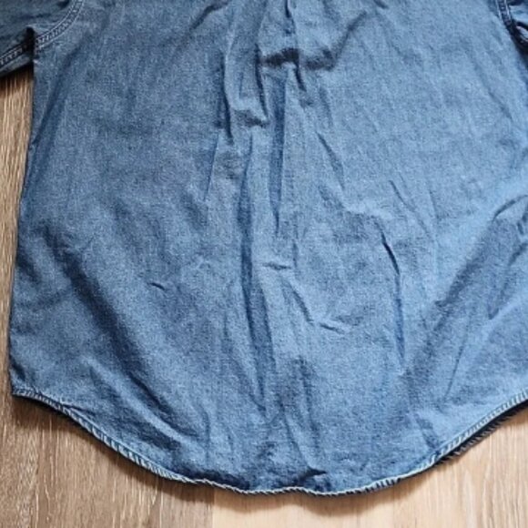 Rare VINTAGE Heineken Embroidered Denim Long Sleeve Cotton Button-Up Shirt Sz M - Picture 11 of 12